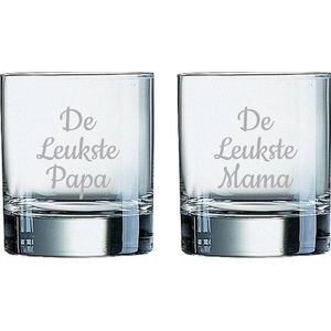 Gegraveerde Whiskeyglas 20cl De Leukste Mama-De Leukste Papa