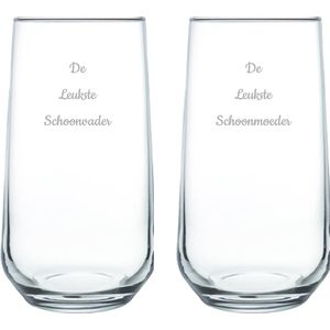 Gegraveerde Drinkglas 47cl De Leukste Schoonvader-De Leukste Schoonmoeder