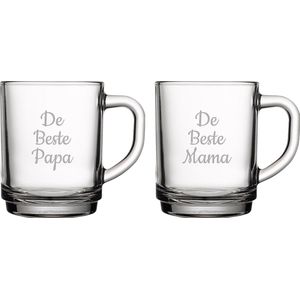 Gegraveerde theeglas 25,5cl De Beste Mama-De Beste Papa