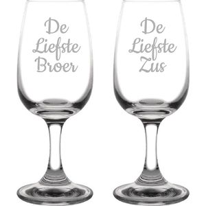 Gegraveerde portglas 12cl De Liefste Broer-De Liefste Zus