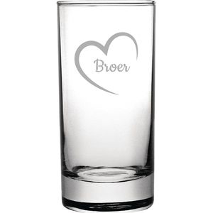 Gegraveerde longdrinkglas 28,5cl Broer mei hert