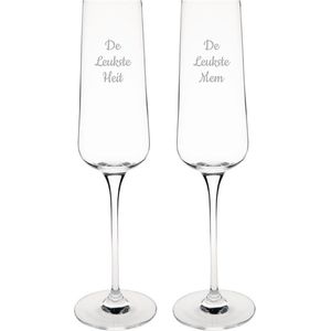 Gegraveerde Champagneglas 27cl De Leukste Mem-De Leukste Heit