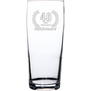 Gegraveerde bierfluitje 19cl Gefeliciteerd 40 jaar getrouwd