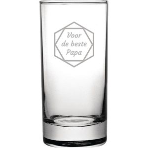 Gegraveerde longdrinkglas 28,5cl voor de beste Papa in hexagon