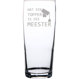 Gegraveerde bierfluitje 19cl Wat een topper is die meester