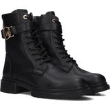 Mexx - Kimberly - Veterboots - Zwart - Imitatieleer - Gouden Details