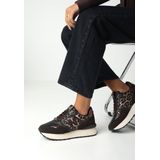 Mexx - Juju Humper - Leren Sneakers - Zwart - Brons - Panter