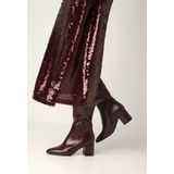 Mexx - Pluck Mila - Hoge Laarzen - Rood - Puntige Neus - Blokhak 6 cm