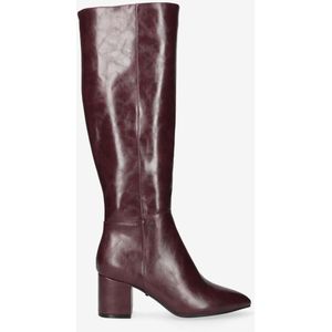 Mexx - Pluck Mila - Hoge Laarzen - Rood - Puntige Neus - Blokhak 6 cm