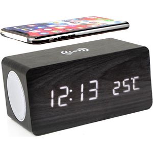 Coverzs - Digitale Klok - Wekker met Draadloze Oplader - Bluetooth Speaker