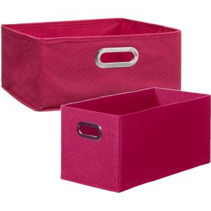 Set van 2x stuks opbergmanden/kastmanden 7 en 14 liter framboos roze van linnen 31 cm - Opbergboxen - Vakkenkast manden