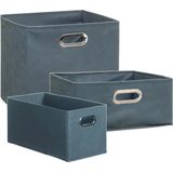 Set van 3x stuks opbergmanden/kastmanden 7/14/29 liter blauwgrijs van linnen 31 cm - Opbergboxen - Vakkenkast manden