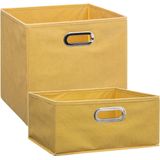Set van 2x stuks opbergmanden/kastmanden 14 en 29 liter geel van linnen 31 cm - Opbergboxen - Vakkenkast manden