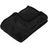 2x Stuks Fleece deken/fleeceplaid zwart 125 x 150 cm polyester - Bankdeken - Fleece deken - Fleece plaid