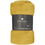 Atmosphera Plaid deken 2x okergeel polyester Bankdeken Fleece plaid