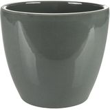 2x stuks plantenpot/bloempot in een strakke Scandinavische look antraciet Dia 16 cm en Hoogte 13 cm