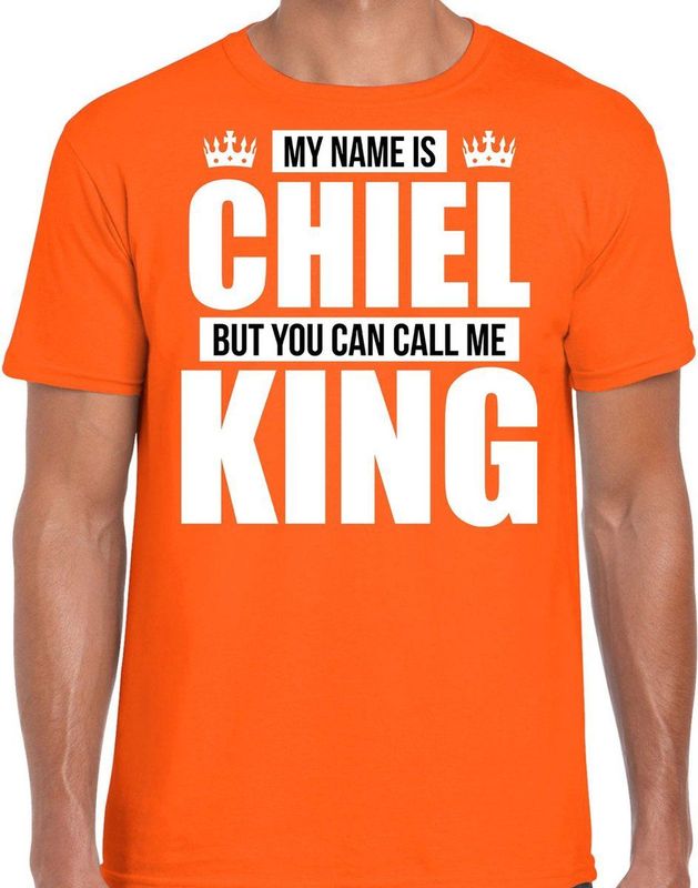 Bellatio Decorations - Fun T-shirts - Oranje - My name is Chiel - Heren