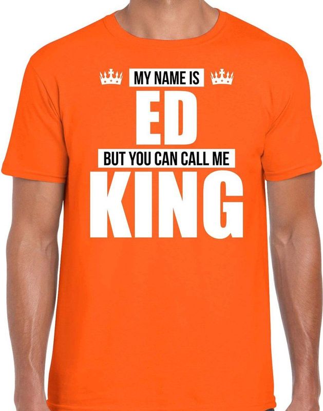 Bellatio Decorations - T-shirt - Oranje - 100% Katoen - My Name is Ed
