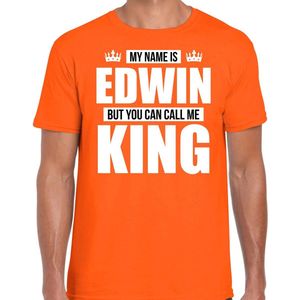 Bellatio Decorations - T-shirt - Oranje - My name is Edwin - Cadeau Shirt