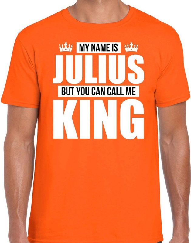Bellatio Decorations - My Name Is Julius - T-shirt - Oranje - Katoen