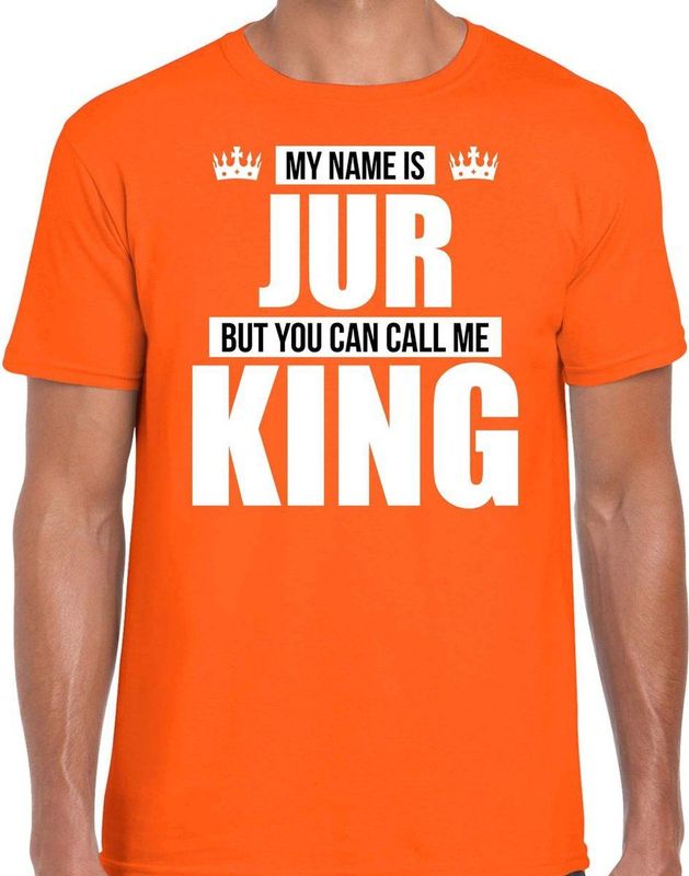 Naam Geschenk - My Name Is Jur - T-shirt - Oranje - Katoen