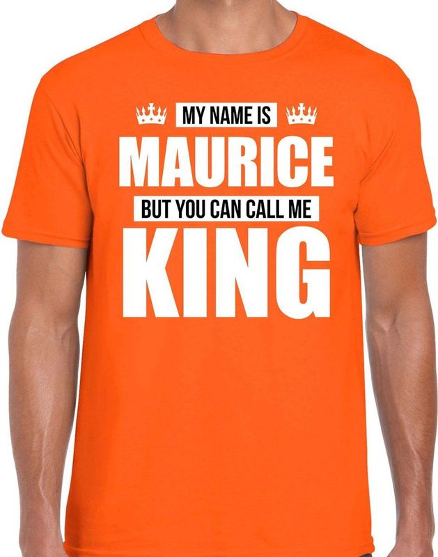 Bellatio Decorations - My Name Is Maurice T-shirt - Oranje - Katoen