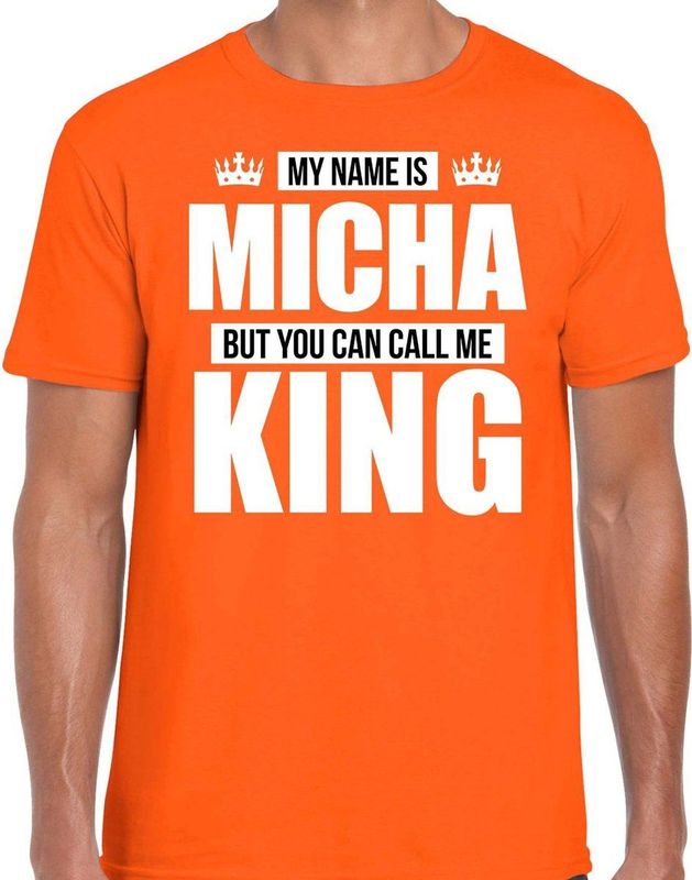 Bellatio Decorations - My Name Is Micha T-shirt - Oranje - 100% Katoen