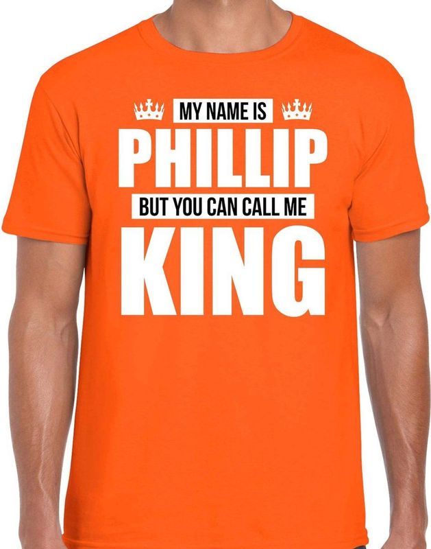 Bellatio Decorations - My Name Is Phillip - T-shirt - Oranje - 100% Katoen