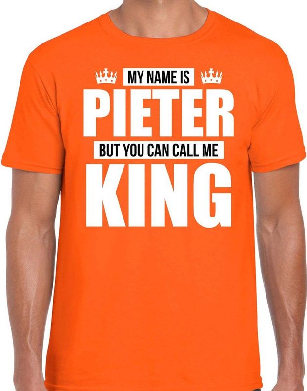 Bellatio Decorations - My Name Is Pieter - T-shirt - Oranje - 100% Katoen