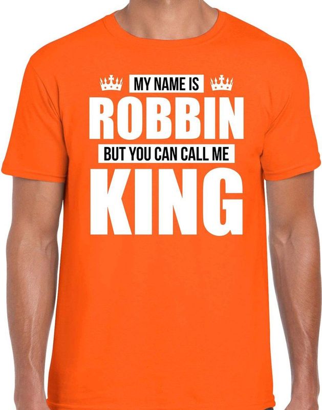 My Name Is Robbin - T-shirt - Oranje - Katoen - Cadeau Voor Verjaardag