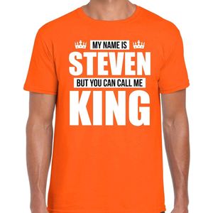 Shirt - Oranje - Katoen - My Name Is Steven - But You Can Call Me King