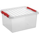 4x stuks opberg box/opbergdoos 36 liter 50 x 40 x 26 cm - Opslagbox - Opbergbak kunststof transparant/rood