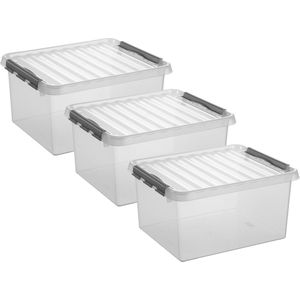 4x stuks opberg box/opbergdoos 36 liter 50 x 40 x 26 cm - Opslagbox - Opbergbak kunststof transparant/grijs