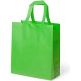 Draagtas/schoudertas/boodschappentas in de kleur lime groen 35 x 40 x 15 cm