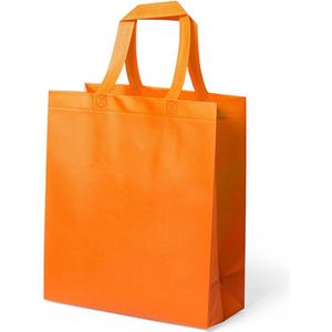Draagtas/schoudertas/boodschappentas in de kleur oranje 35 x 40 x 15 cm