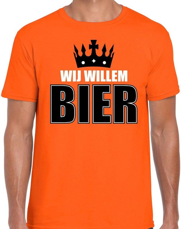 Koningsdag t-shirt Wij Willem bier - oranje - heren - koningsdag outfit kleding