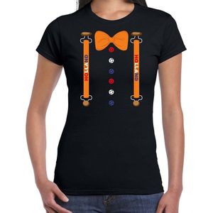 Koningsdag t-shirt Holland kostuum - zwart - dames - koningsdag outfit / kleding / shirt XS
