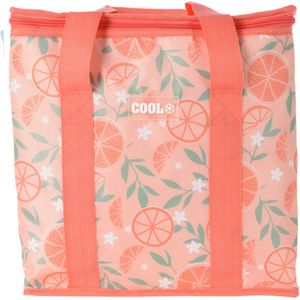 Medium size koeltas voor lunch Hawaii fruit thema oranje/creme 34 x 16 x 36 cm 16 liter - Koeltas