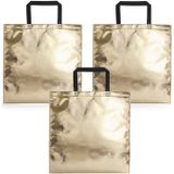 2x stuks draagtassen/schoudertassen in opvallende metallic gouden kleur 45 x 44 x cm