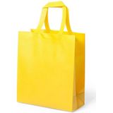 2x stuks draagtassen/schoudertassen/boodschappentassen in de kleur geel 35 x 40 x 15 cm