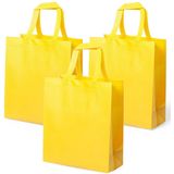 2x stuks draagtassen/schoudertassen/boodschappentassen in de kleur geel 35 x 40 x 15 cm