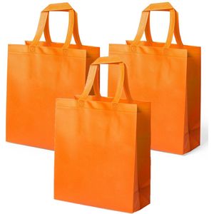 4x stuks draagtassen/schoudertassen/boodschappentassen in de kleur oranje 35 x 40 x 15 cm - Boodschappentassen