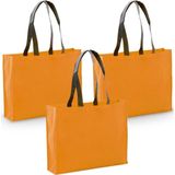 4x stuks draagtassen/goodie-bag/schoudertassen/boodschappentassen in de kleur oranje 40 x 32 x 11 cm