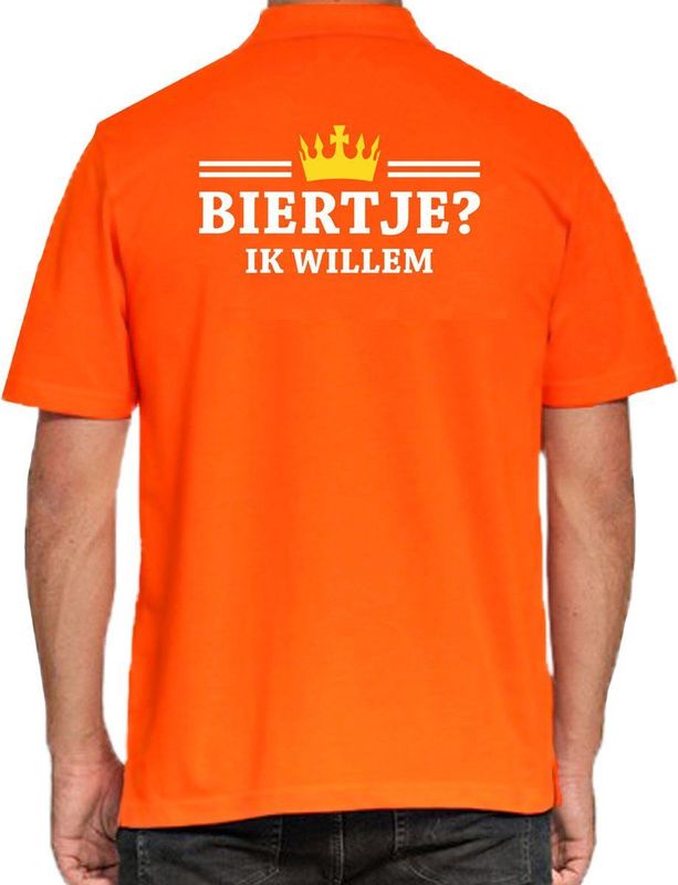 Grote maten Koningsdag polo shirt Biertje ik Willem - oranje - heren - Koningsdag outfit kleding