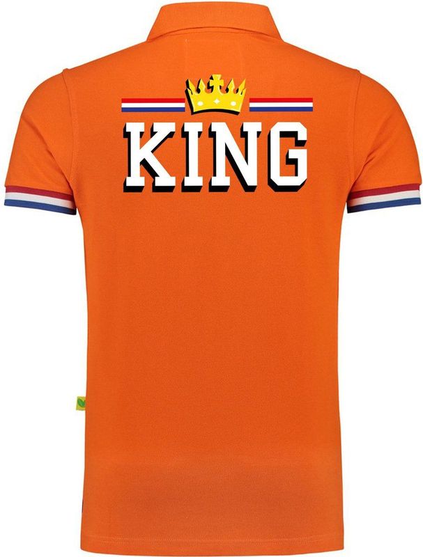 Bellatio Decorations - King met Kroon - Poloshirt - Oranje - 100% Katoen, 200 Grams