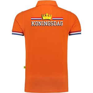 Luxe King poloshirt - 200 grams katoen - Koningsdag - oranje - heren - Koningsdag kleding shirts
