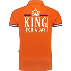 Luxe King for a day poloshirt - 200 grams katoen - oranje - heren - Koningsdag kleding shirts