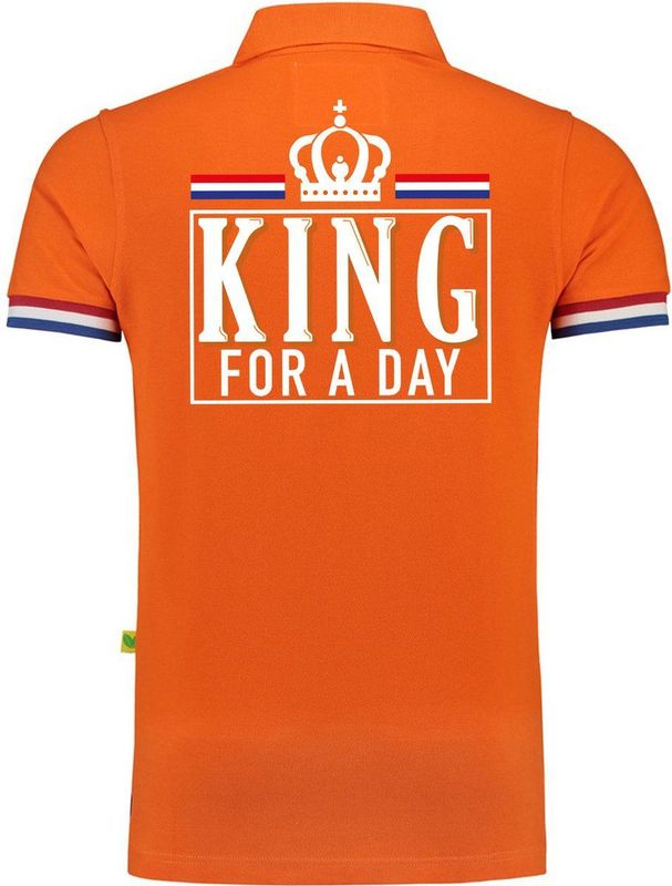 Luxe King for a day poloshirt - 200 grams katoen - oranje - heren - Koningsdag kleding shirts