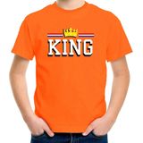 King met kroon t-shirt - oranje - kinderen - koningsdag EK WK outfit kleding 110 116