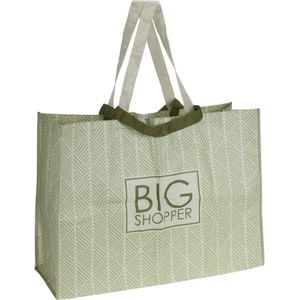 Extra grote boodschappen Shopper tas 70 x 48 cm groen - Boodschappentassen